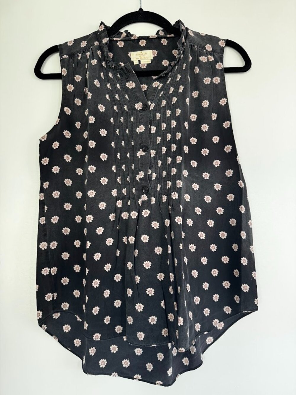 Kate Spade Pink Flower Print Silk Tank Top Sleeveless Blouse
